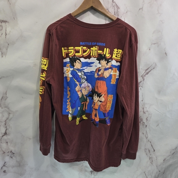 Dragon Ball Z T Shirt Men Large Red Super Goku Vegeta Gohan Long Sleeve Crew DBZ - Picture 1 of 11